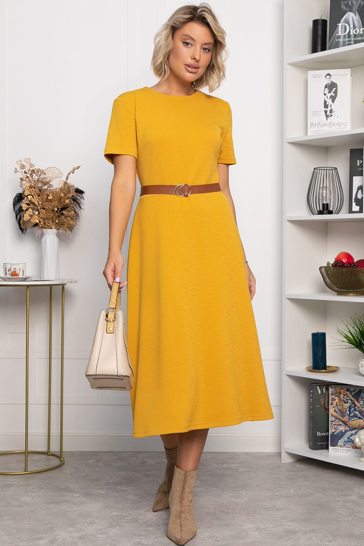 Платье трикотажное Парижанка (желтое) П14334-10М