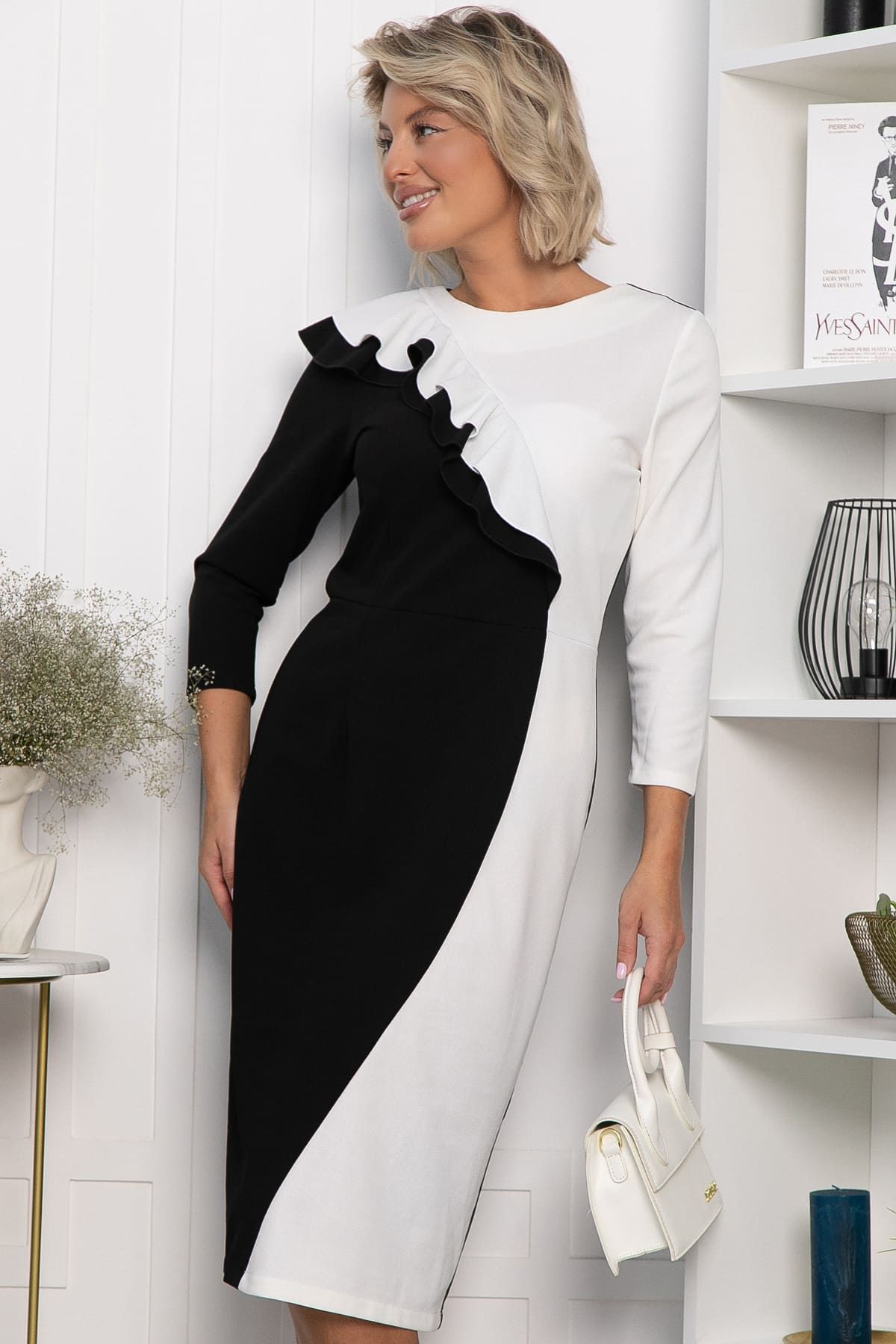 Платье Эванесса (черно-белое) П12747-35М