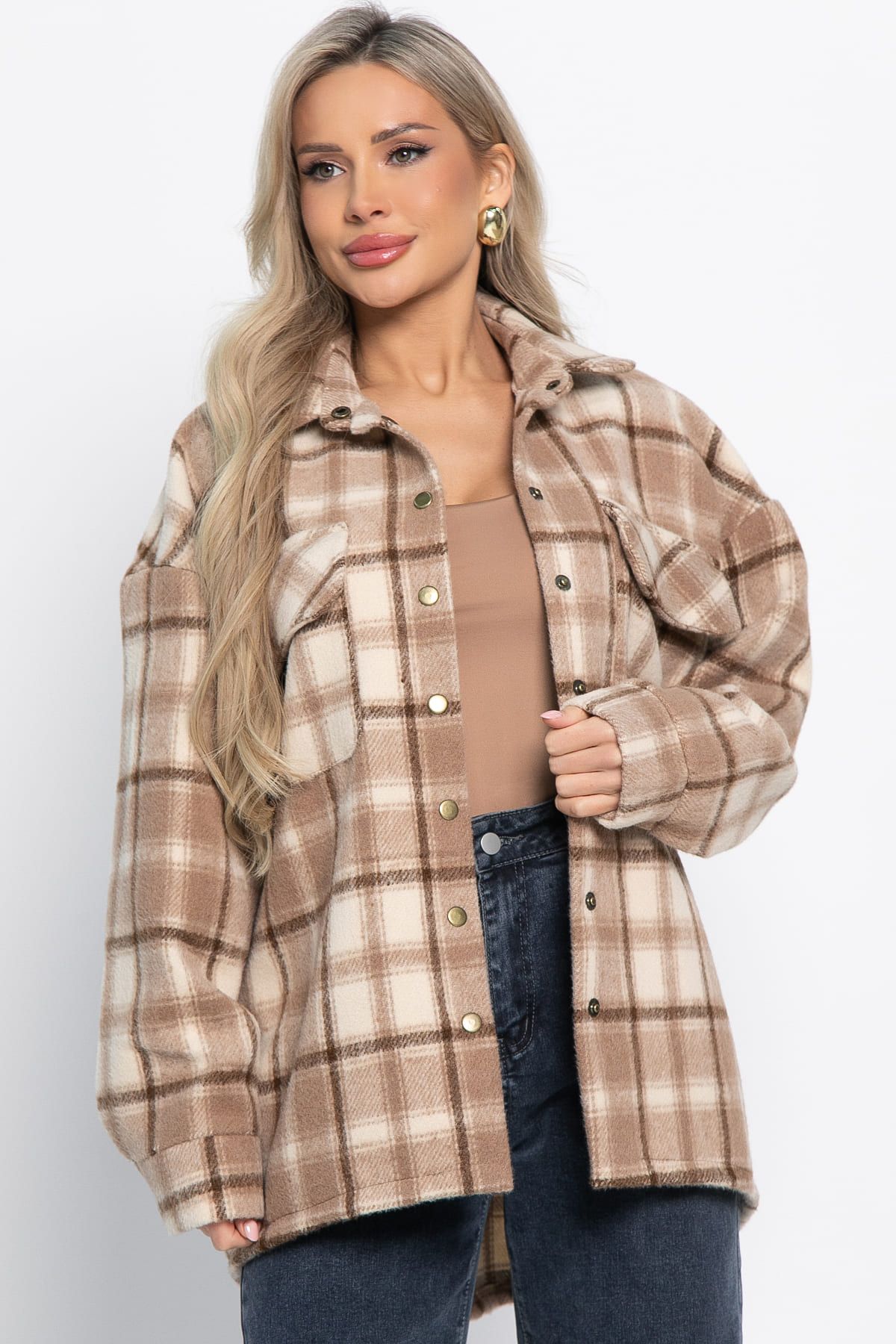 Пальто-рубашка Хармони (бежевая) Б15039-5М