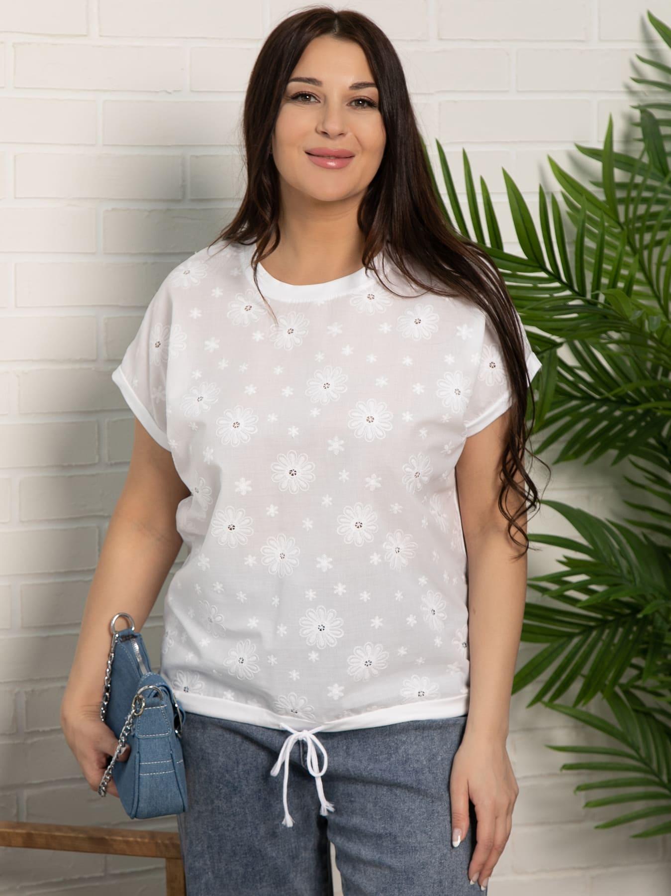 Блуза Таня (белая/цветы) Б15707-20М