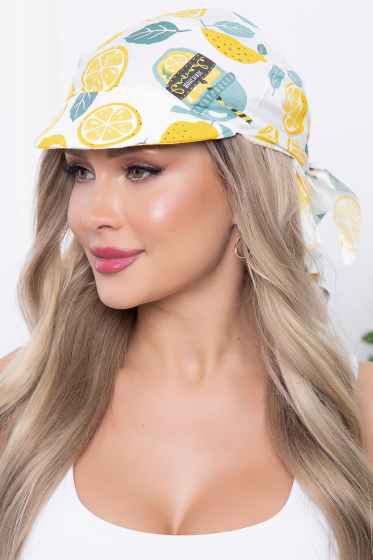 Косынка с козырьком (лимончики, белая) КК41