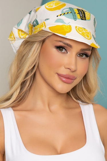 Косынка с козырьком (лимончики, белая) КК41