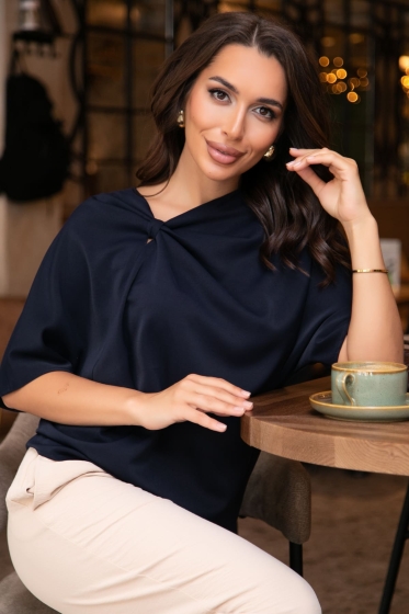 Блуза Марина (темно-синяя) Б14007-1М