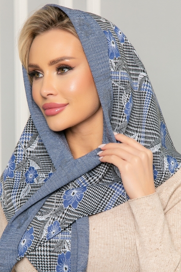 Косынка с подворотом (клетка блю) КП08