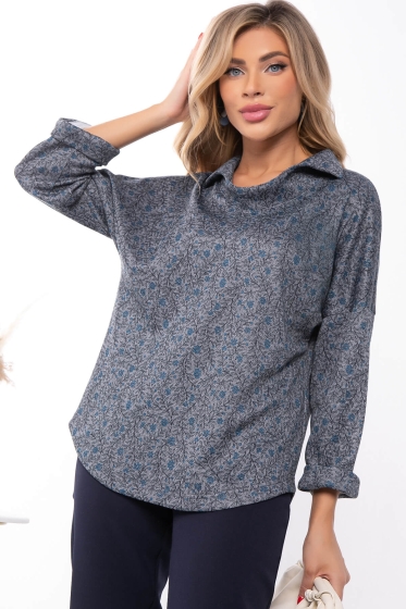 Блуза "Казимира" (синяя/меланж) Б7472