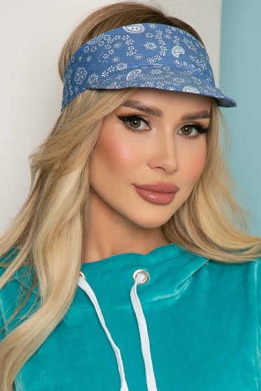 Козырек хлопковый (пейсли, голубой) КЗ52