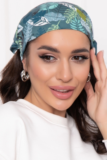 Косынка на резинке (темная монстера) КР4
